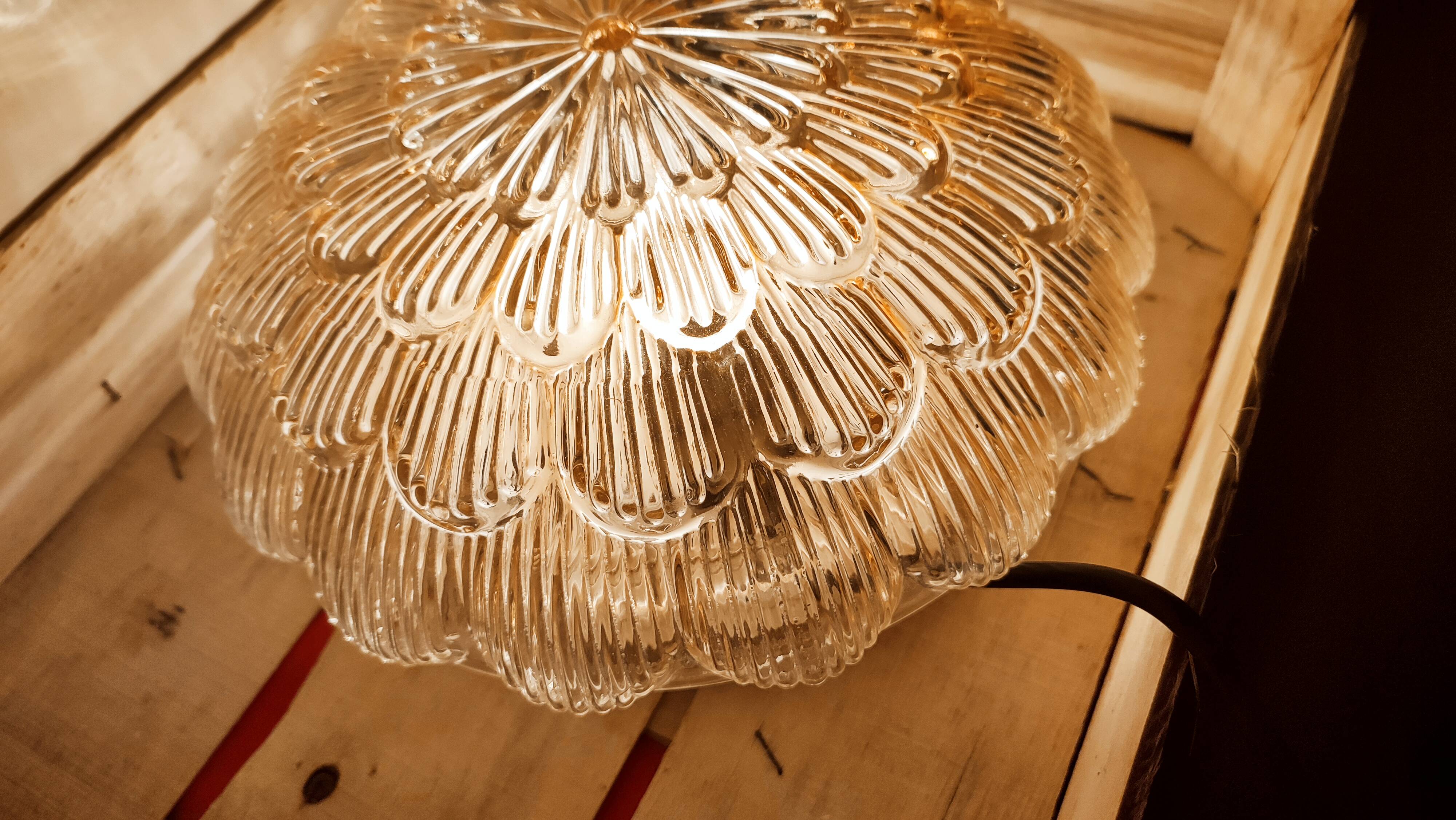 Vintage ceiling light in gold iridescent glass