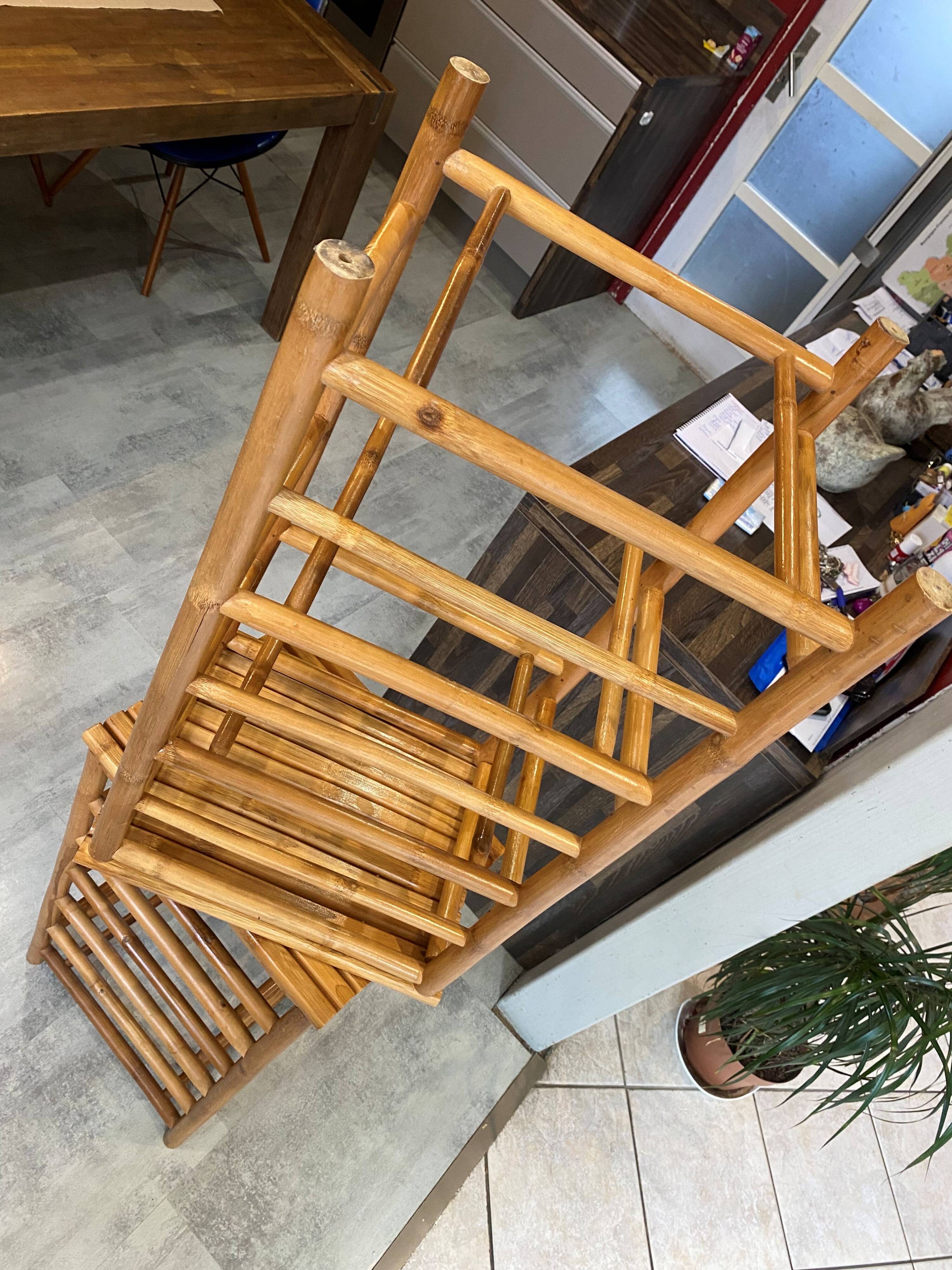 Pair of vintage bamboo high bar stools
