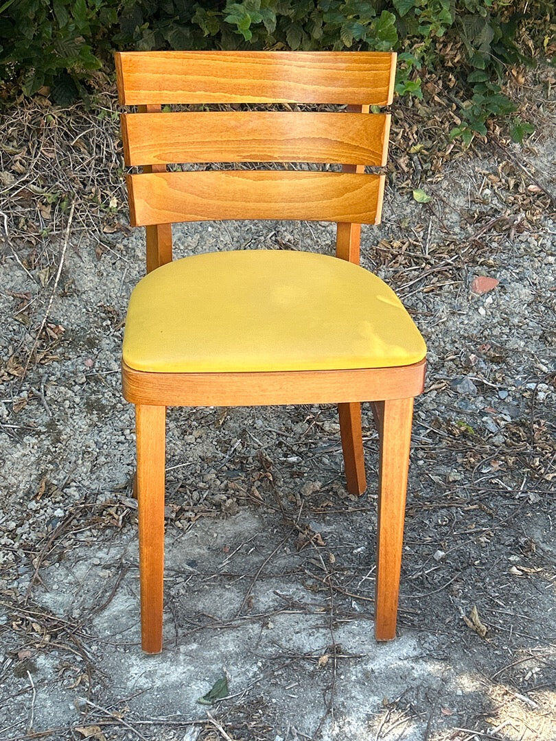 Office chair – Baumann style – Desk – Wood and yellow faux leather