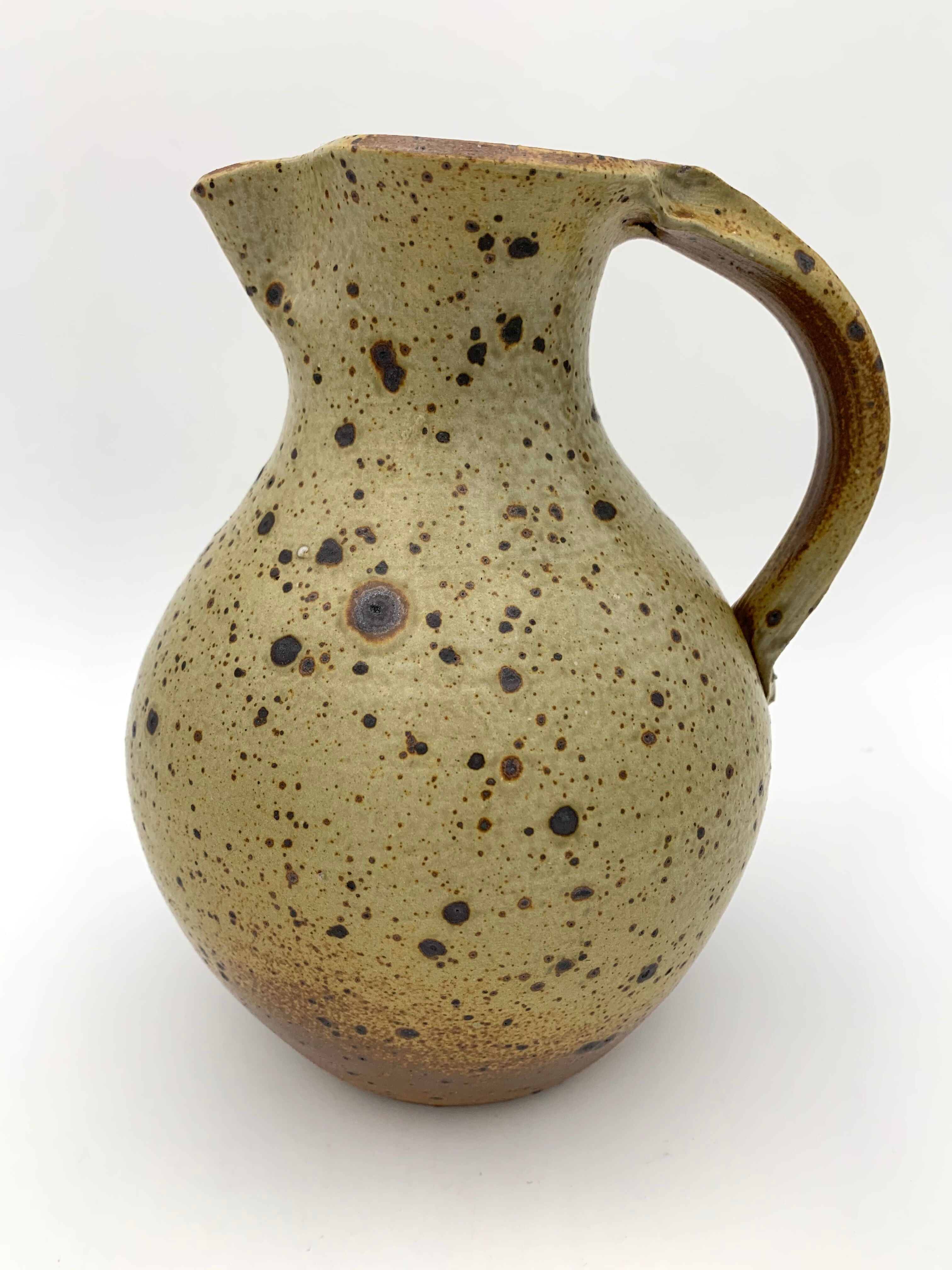 Vintage pyrity sandstone pitcher, Charles Gaudry Workshops, Puisaye Sandstone - 1970s