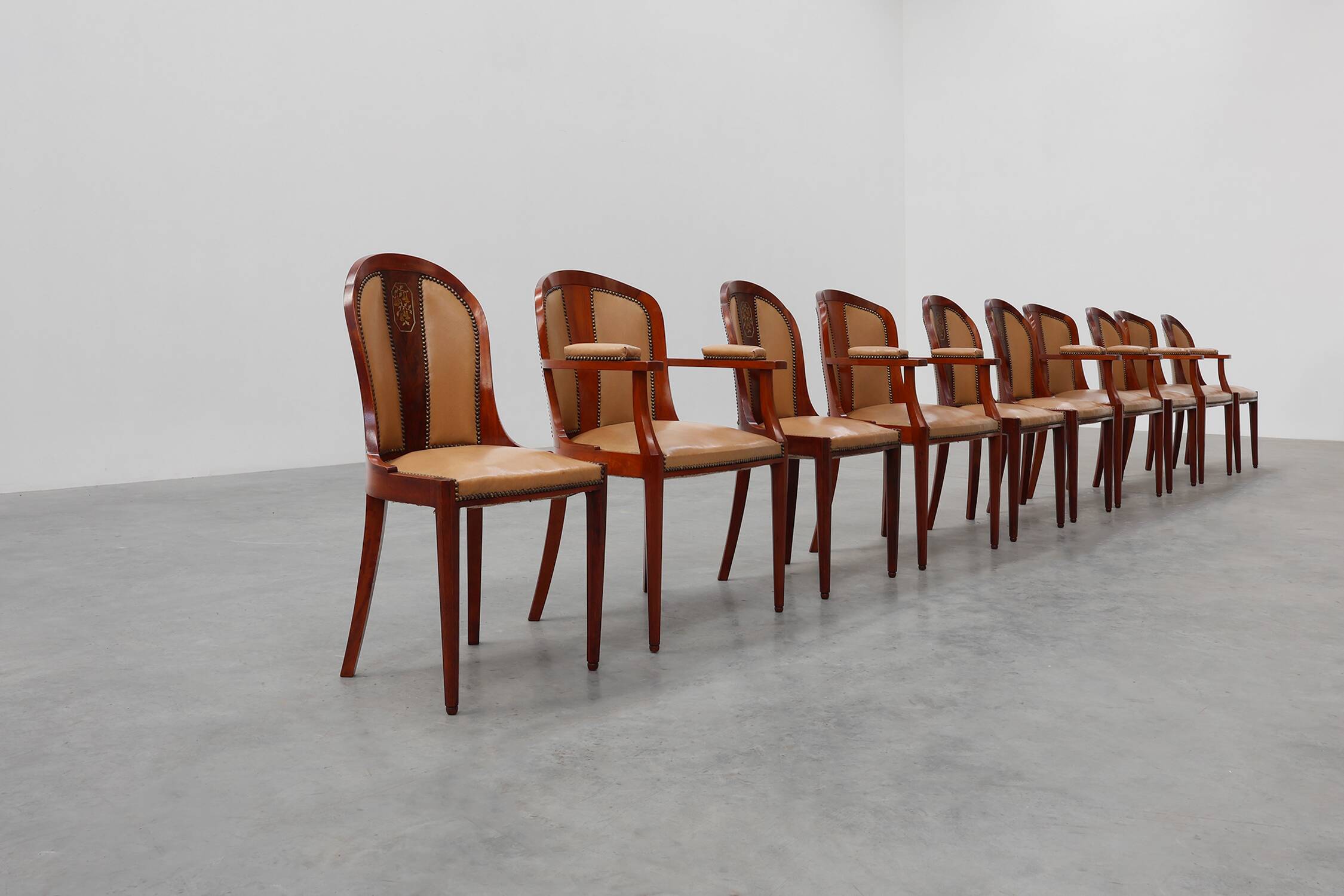 Set of 10 Art Deco chairs by De Coene, Belgium 1935