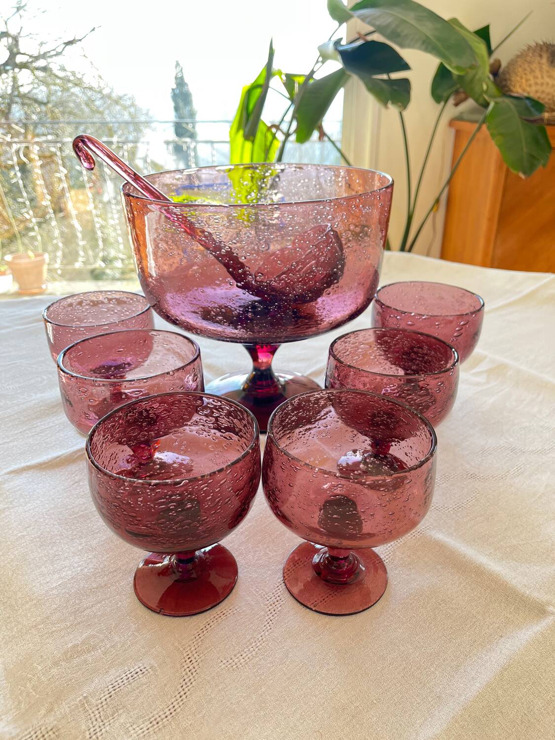 Service en verre bullé