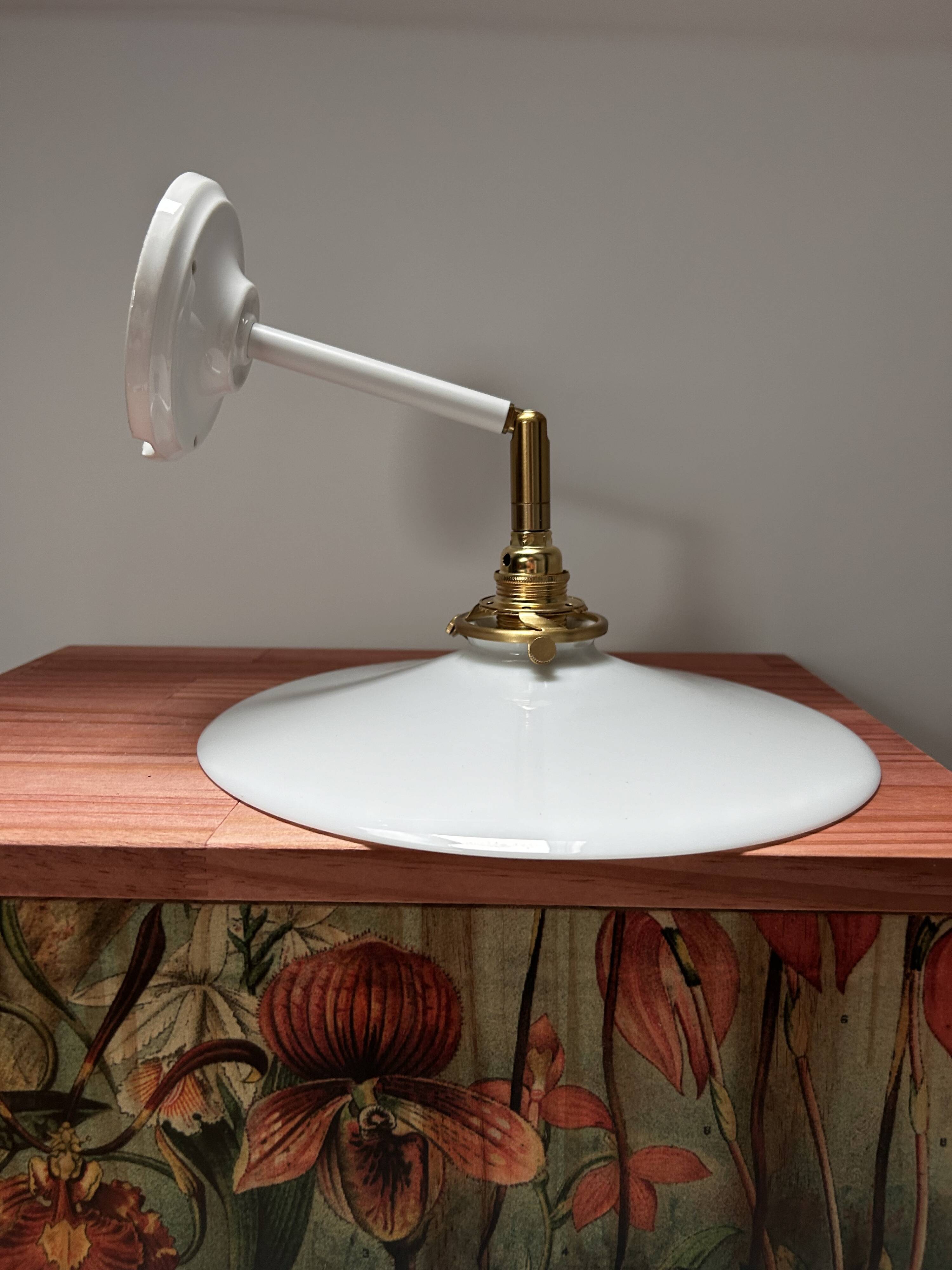 Vintage white opaline wall light