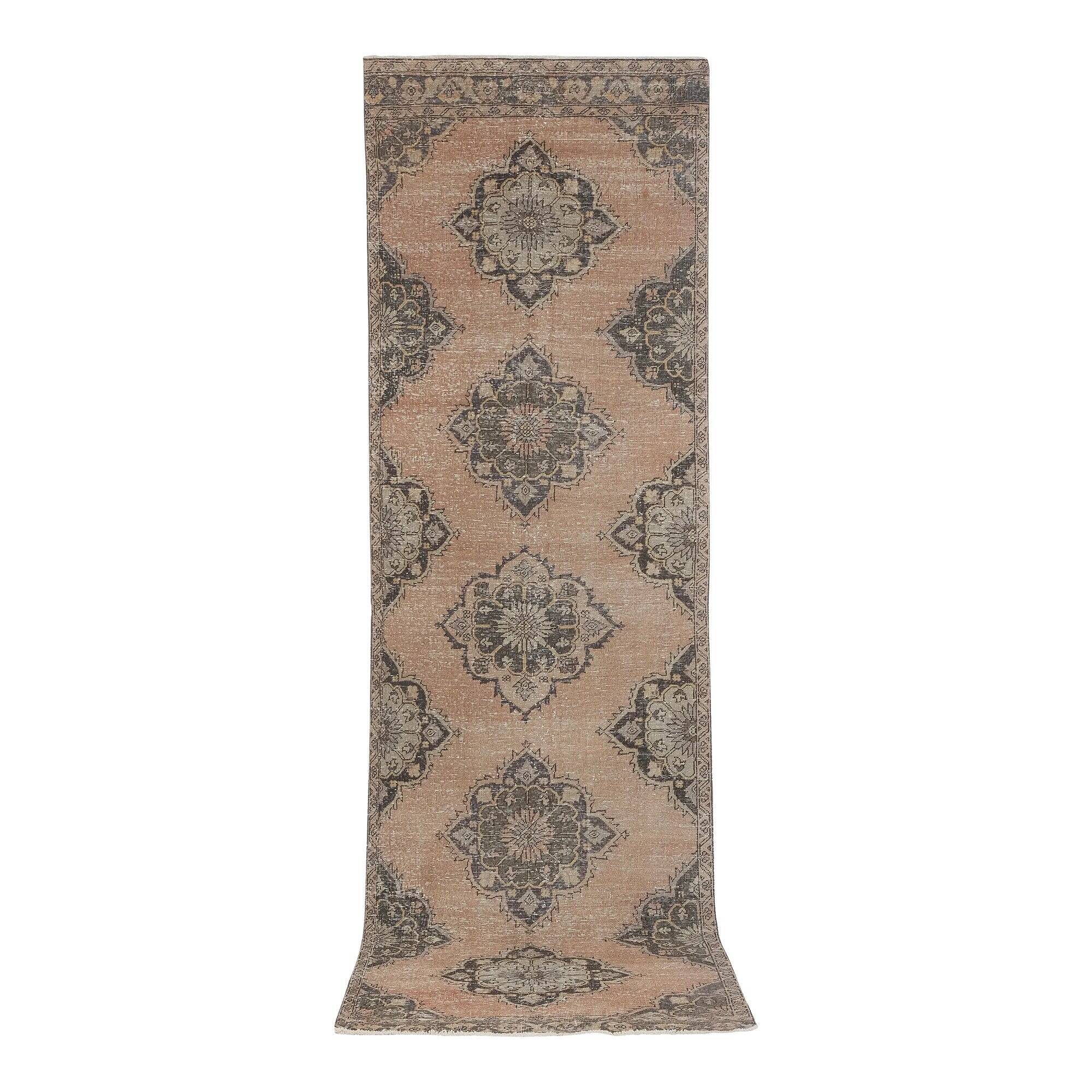 Vintage Turkish hallway rug 118x388 cm