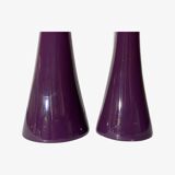 2 Purple Vintage Candlestick Holders Made From Ceramic - Mid-Century Design From Denmark