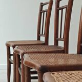 Set of 4 old Thonet style cane bistro chairs from the 1930s