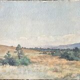 Watercolor painting G. GIRARDOT (1856-1914) Meadow at Frasne (Doubs) dated 190