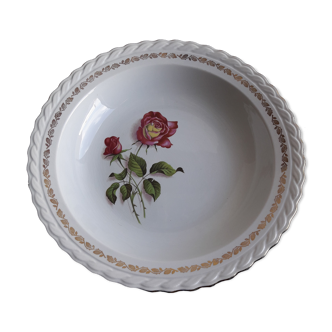 Plat rond creux en faïence  l'amandinoise motifs roses roses diam 28 cm