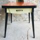 Vintage table with extension cords and orange-red formica drawers feet compass - 1960