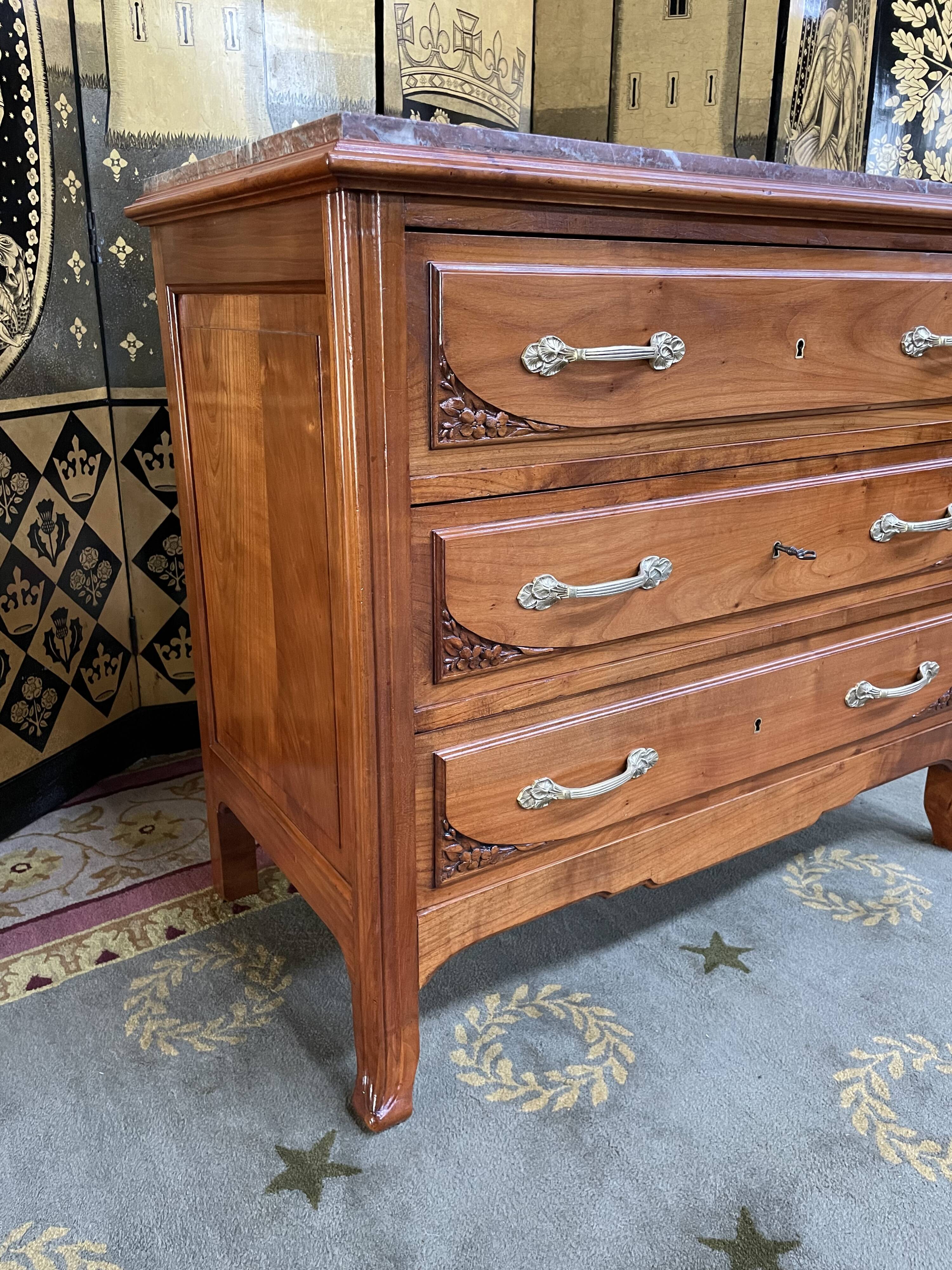 Art Nouveau cherry chest of drawers