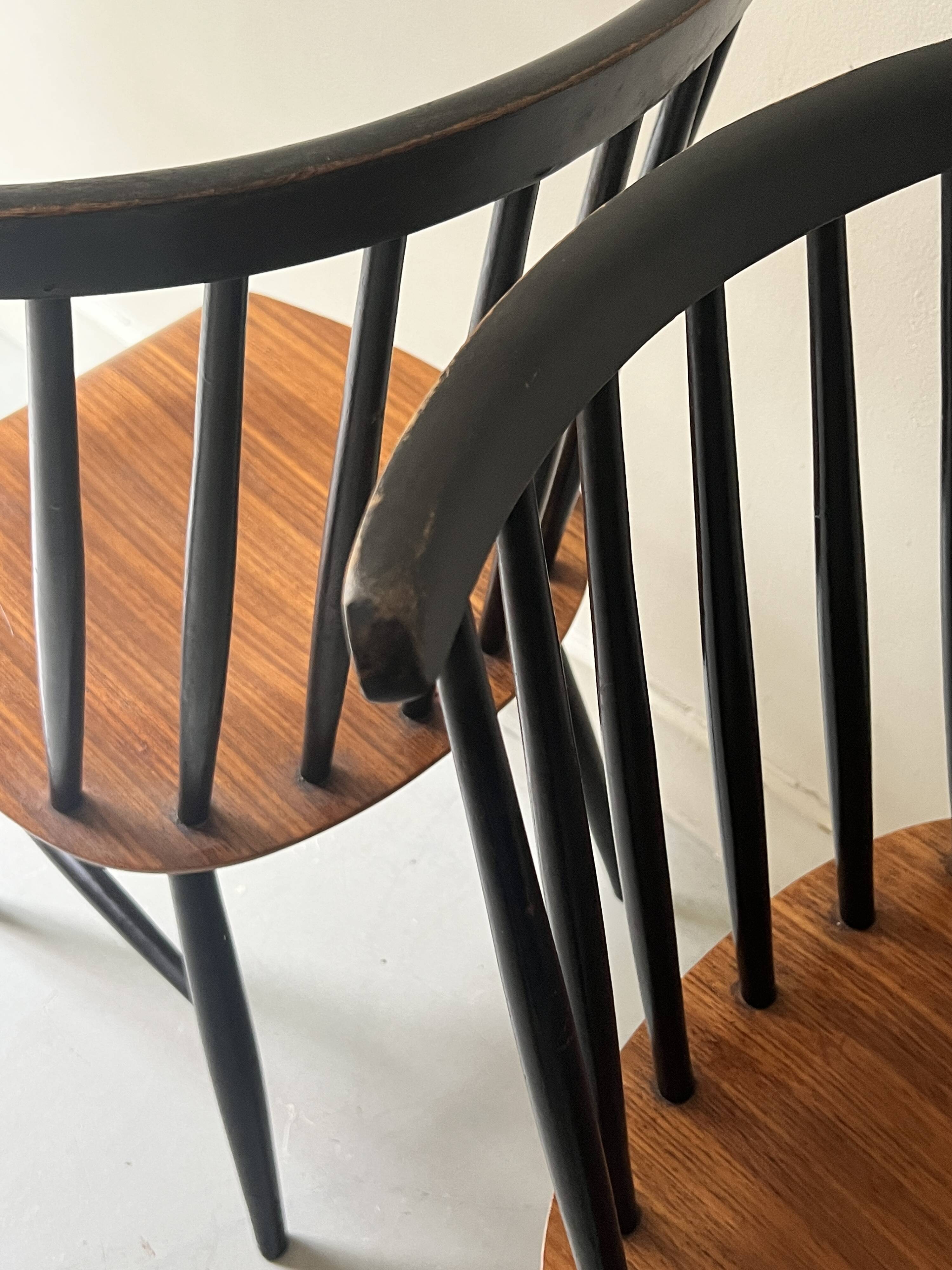 2 chaises scandinave en teck Fanett par Ilmari Tapiovaara, design 1950