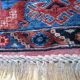 Carpet point knotted velvet wool blue red white 124 cm x 202 cm vintage