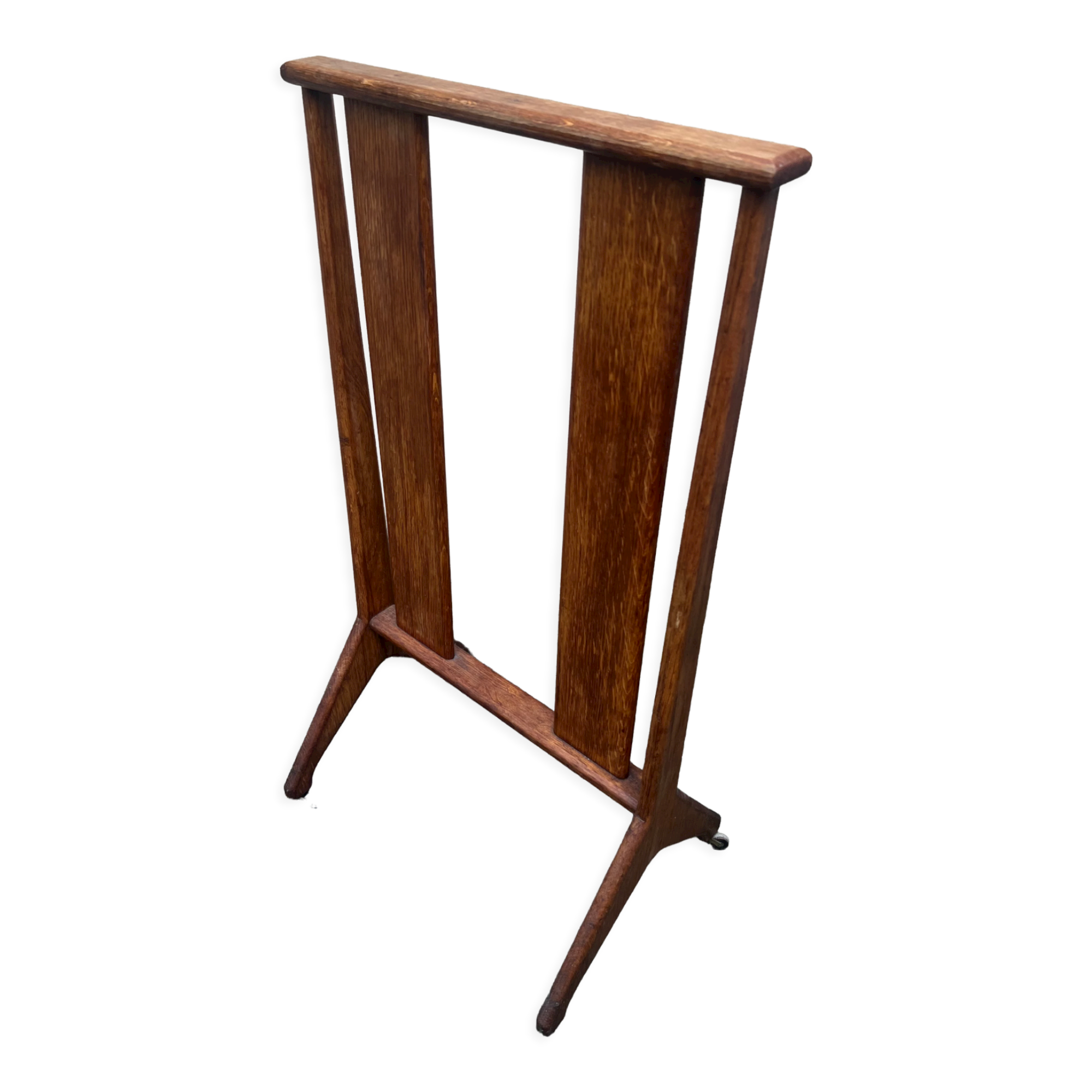 Old wooden shop rack valet casters