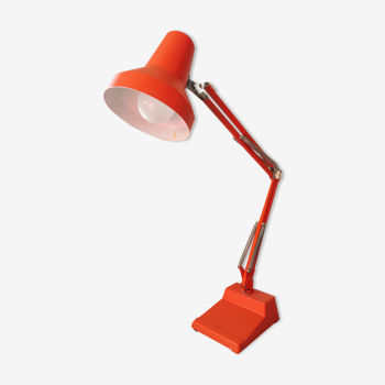 Lampe de bureau atelier articulée architecte métal orange vintage ledu sweden