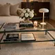 Vintage coffee table Pierre Vandel forest green & gold 70's