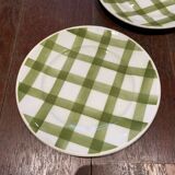 Lot de 3 assiettes plates torchon nappe vert vintage Moulin des Loups