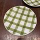 Set of 3 flat plates cloth cloth green vintage Moulin des Loups