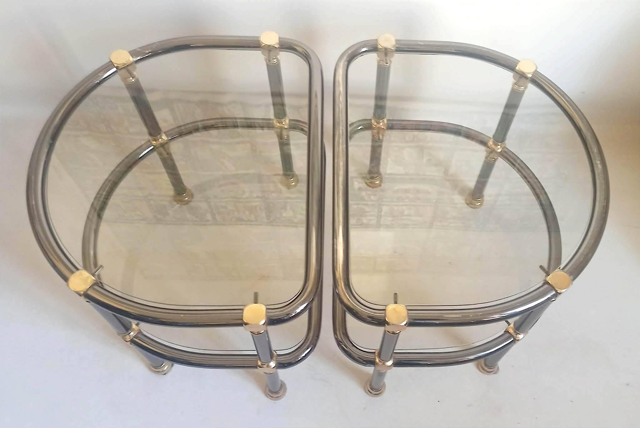 Pair of semi-circular coffee tables, 1970s