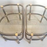 Pair of semi-circular coffee tables, 1970s