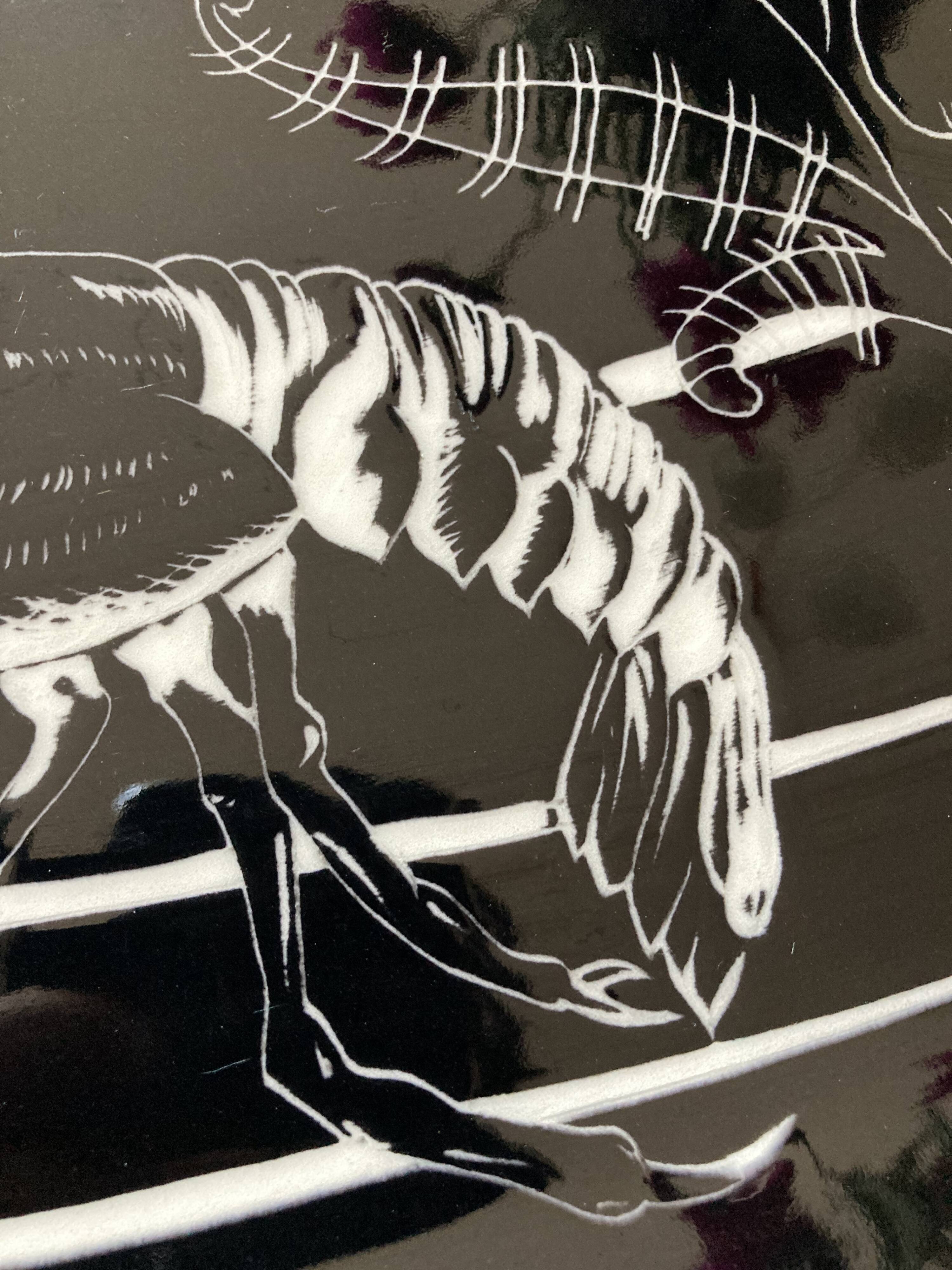 Glazed ceramic lobster fish dish from the 1950s.