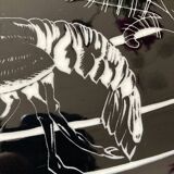 Plat à poisson homard en céramique émaillée années 50