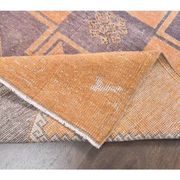 2'9x11'4 vintage orange geometric Turkish hand-knotted runner rug 87x348