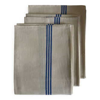 Set of 3 old-new canvas tea towels with blue battens