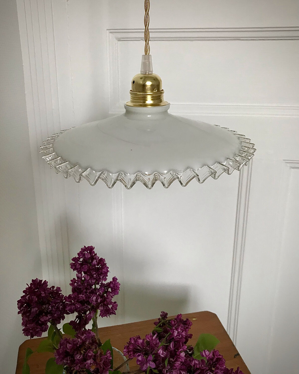 Vintage opaline pendant lamp