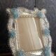 Miroir rectangulaire en verre de Murano aux fleurs bleues – Années 50