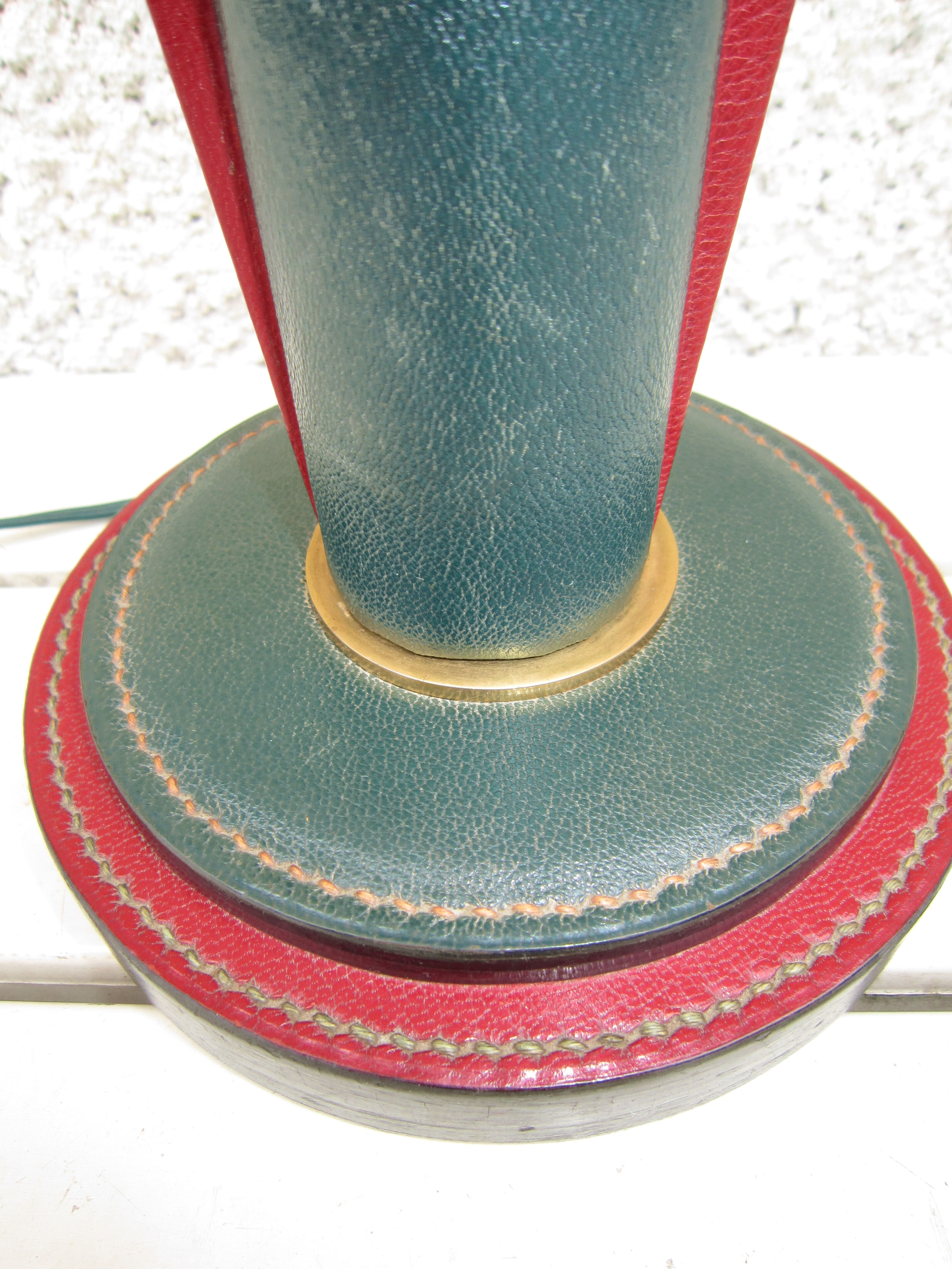 Leather lamp pique saddle brass 1950