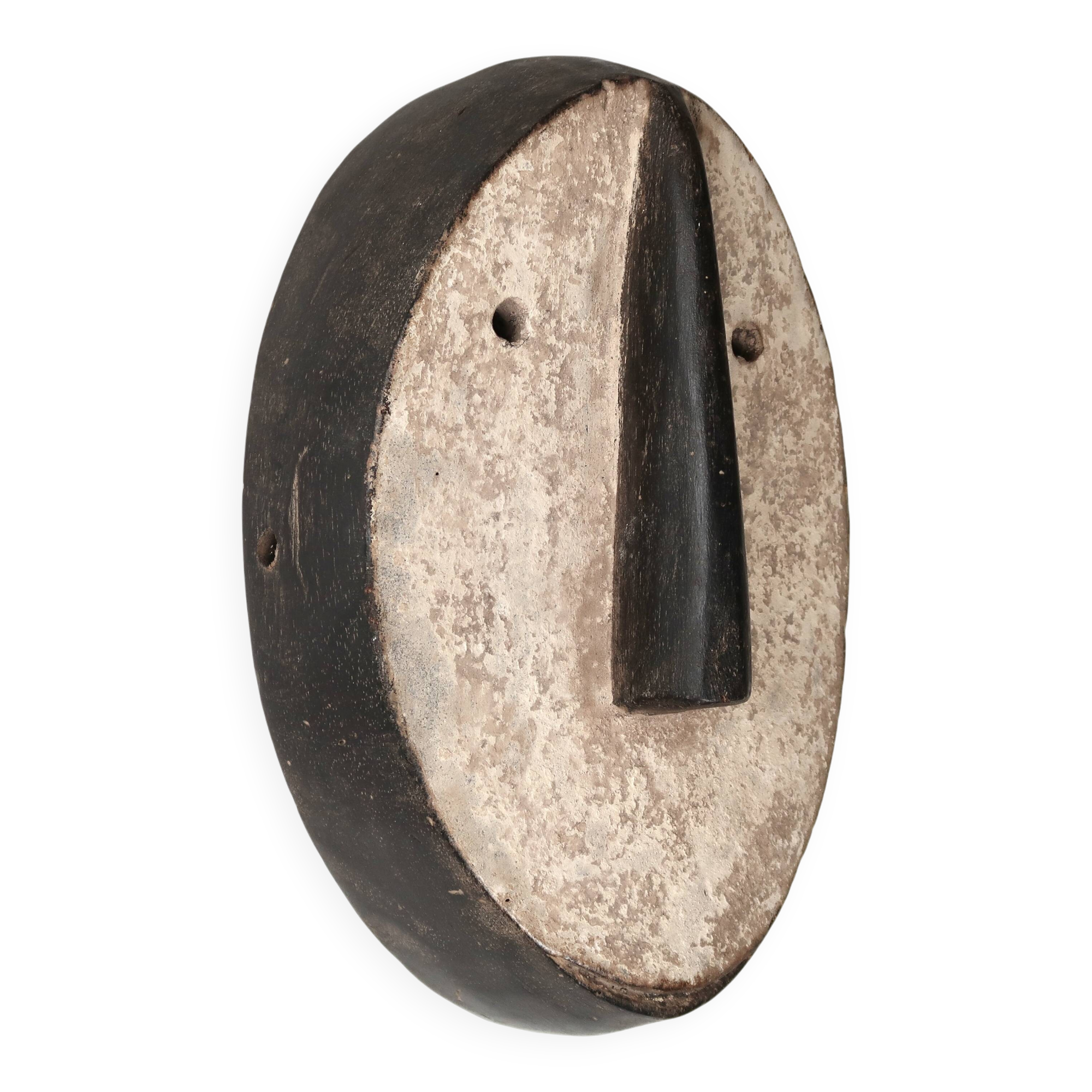 Minimalist wooden African wall mask, vintage Africa