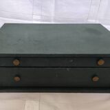 Box 2 drawers household 57 pieces christofle silver metal model "boreal"