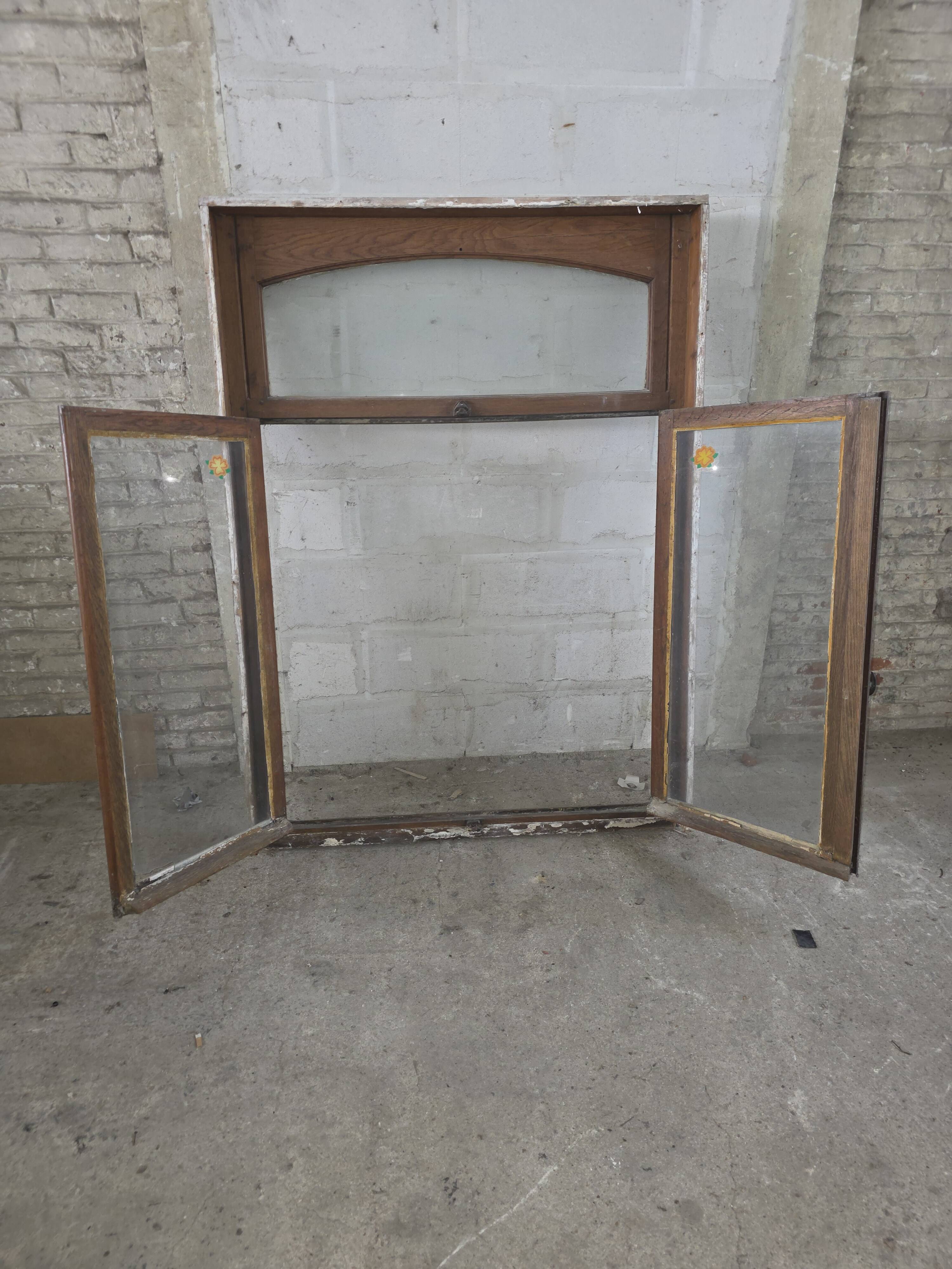 Pair of solid oak windows from the early 20th century.