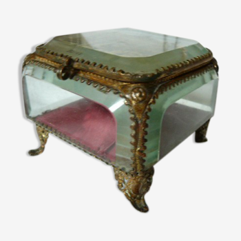Jewelry box upholstered beveled glasses, fixed under glass, opera Garnier, Napoleon III
