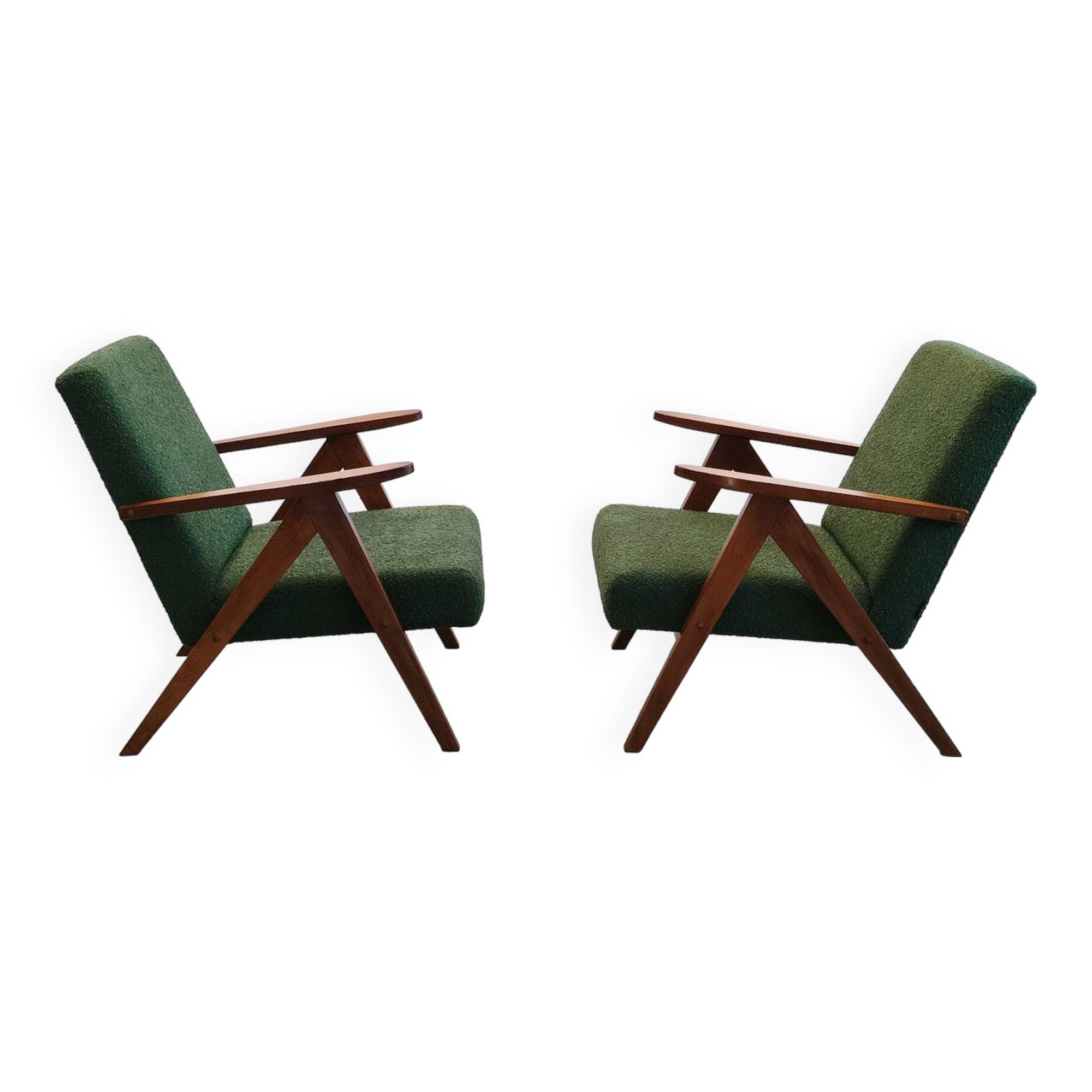 Mid-Century Model B 310 Var Easy Chair in Green Bouclé, 1960s