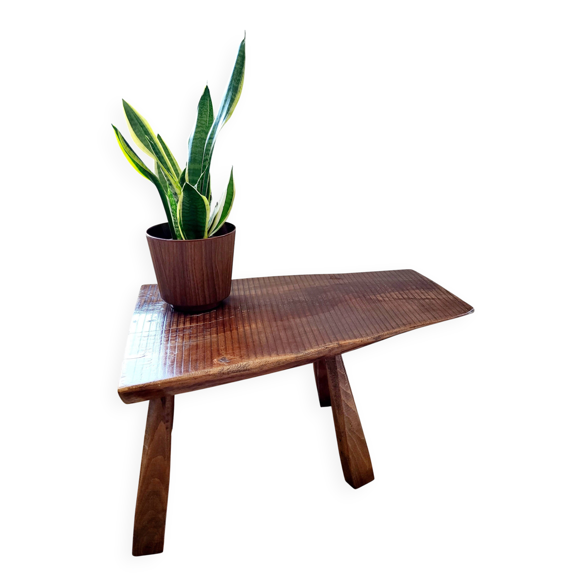 Banc ou table d'appoint en bois massif de tronc d'arbre, style brutaliste, 1960