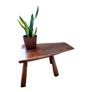 Banc ou table d'appoint en bois massif de tronc d'arbre, style brutaliste, 1960