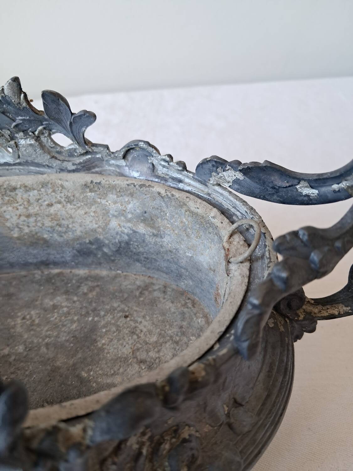 Napoleon III spelter centerpiece planter with rockery decoration