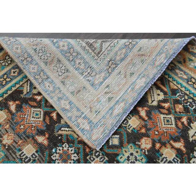 Vintage Turkish Oushak Handmade Wool Cotton Brown Runner Rug 118x301