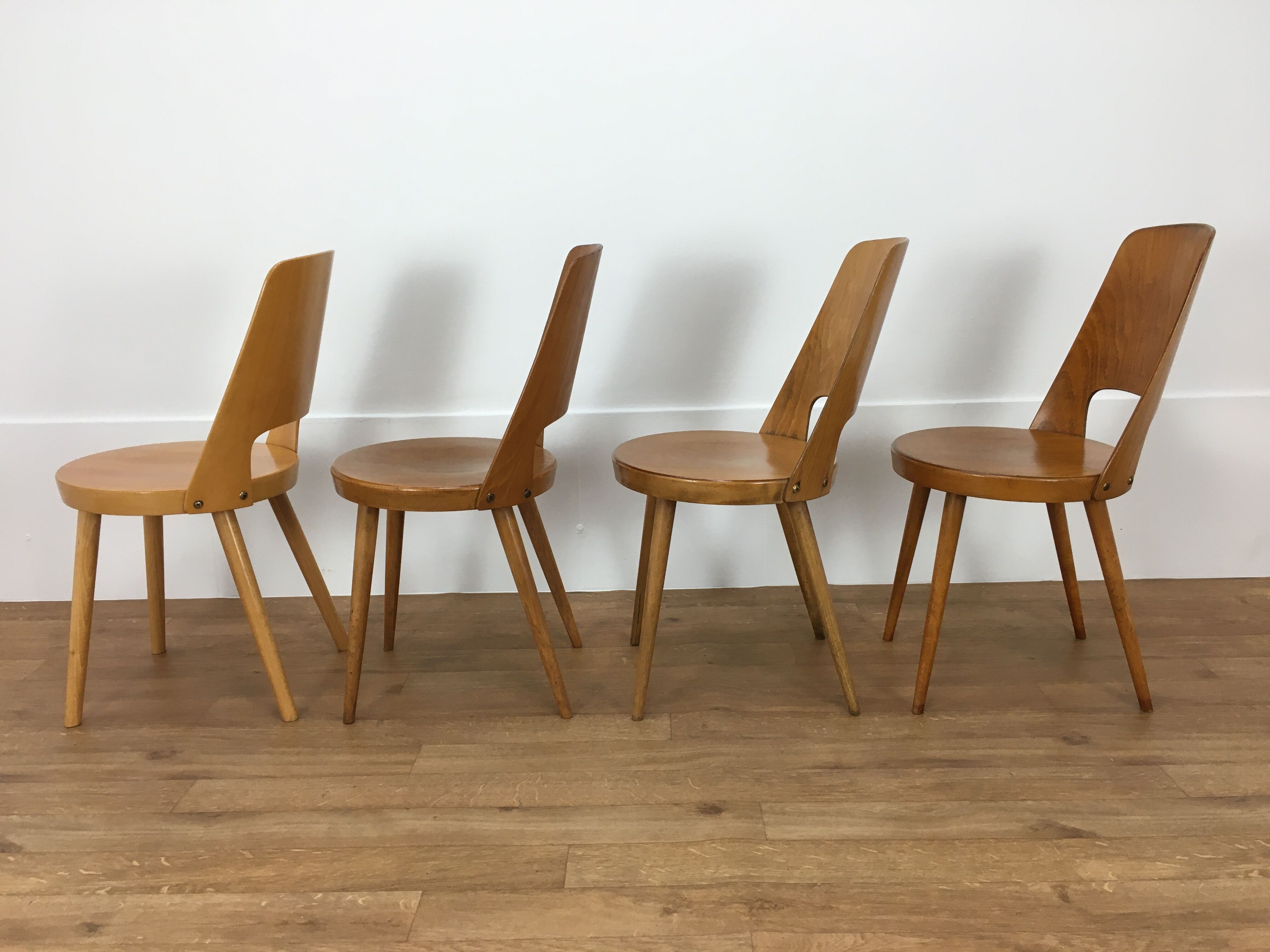 Set of 4 chairs Baumann Mondor 60s bistro