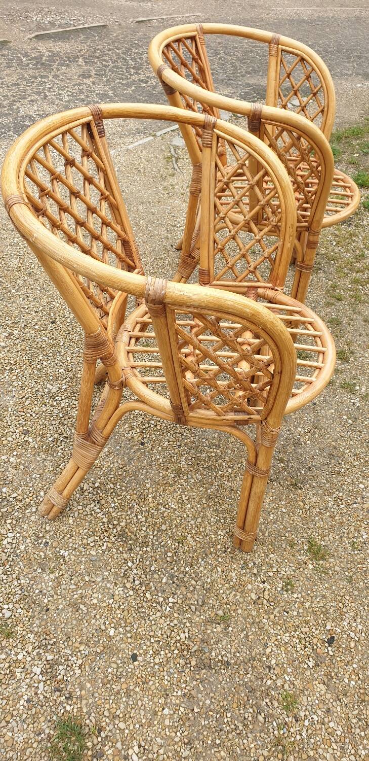 Pair of bamboo armchairs