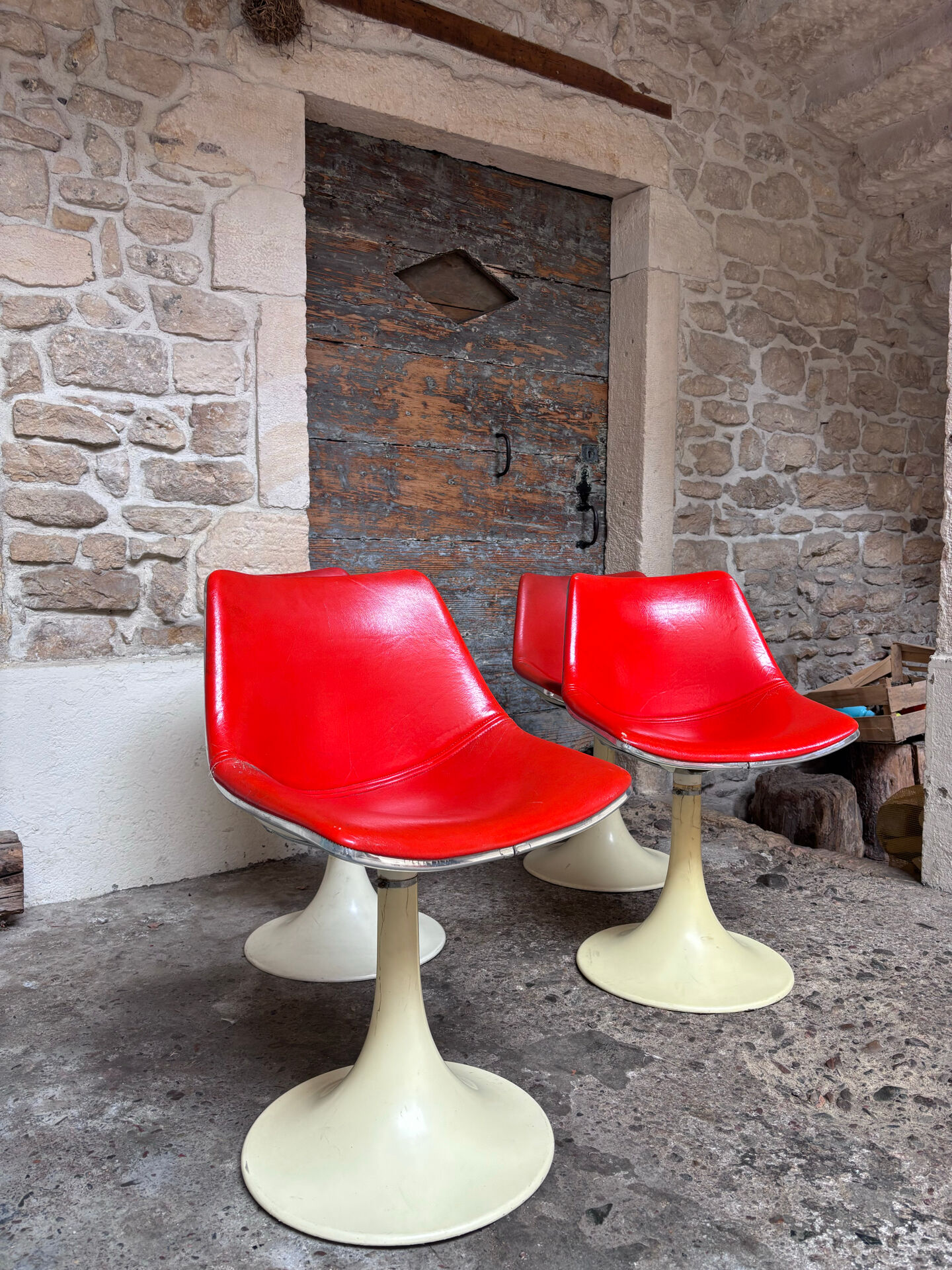 Tulip leg armchairs