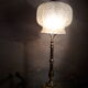 Large brass lamp and its moulded glass in the shape of a bell, art deco style 1930 electrici