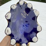 Cobalt blue vase urn planter gold-plated vintage Italy
