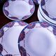 Assiettes art deco en faience : 10 plates et 11 creuses