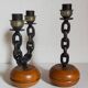 Duo of brutalist Art-popular candlesticks 50s