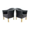 1970s Pair of Mogens Hansen Leather Easy Chairs, Denmark