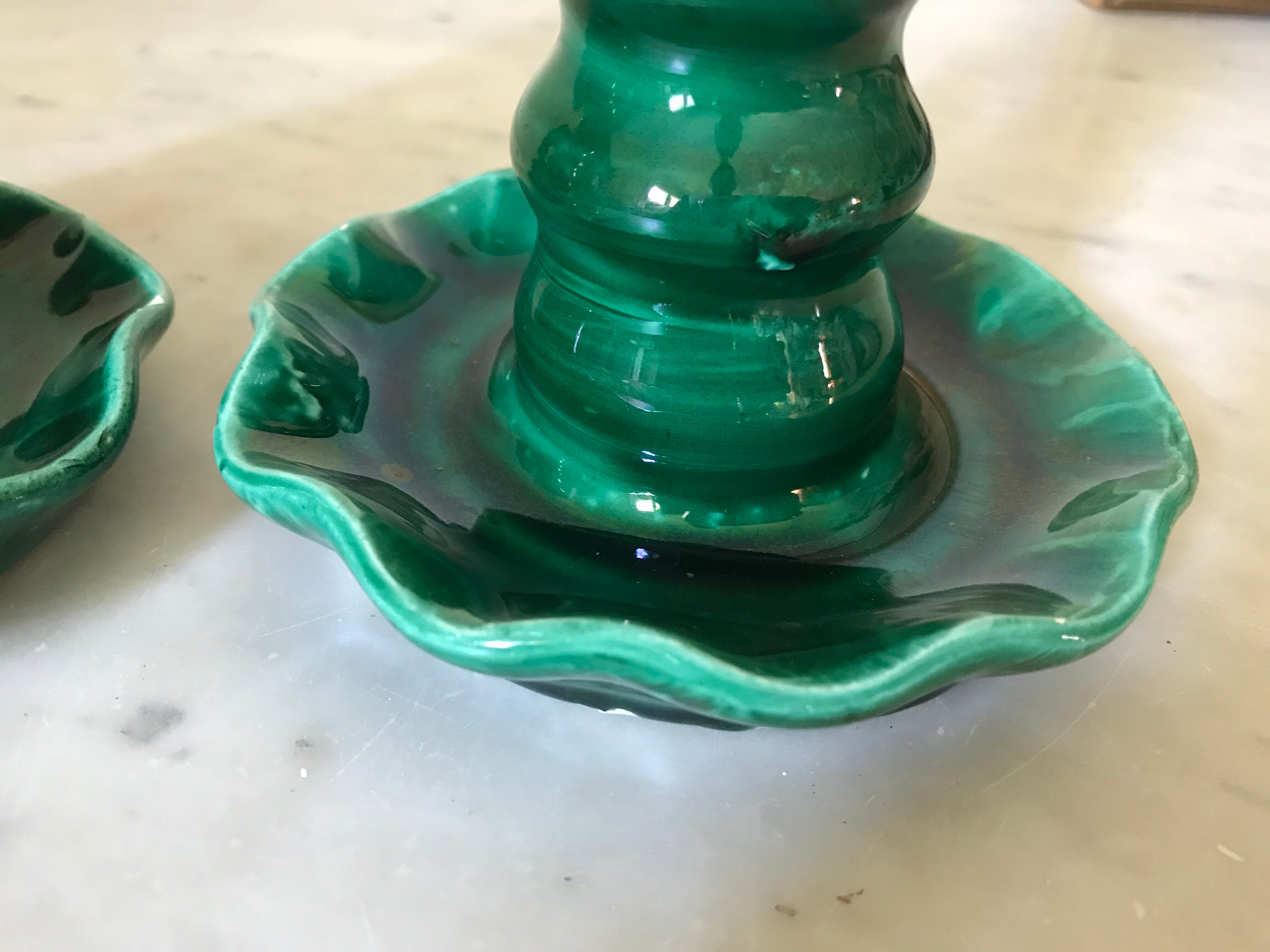 Pair of ceramic candlesticks