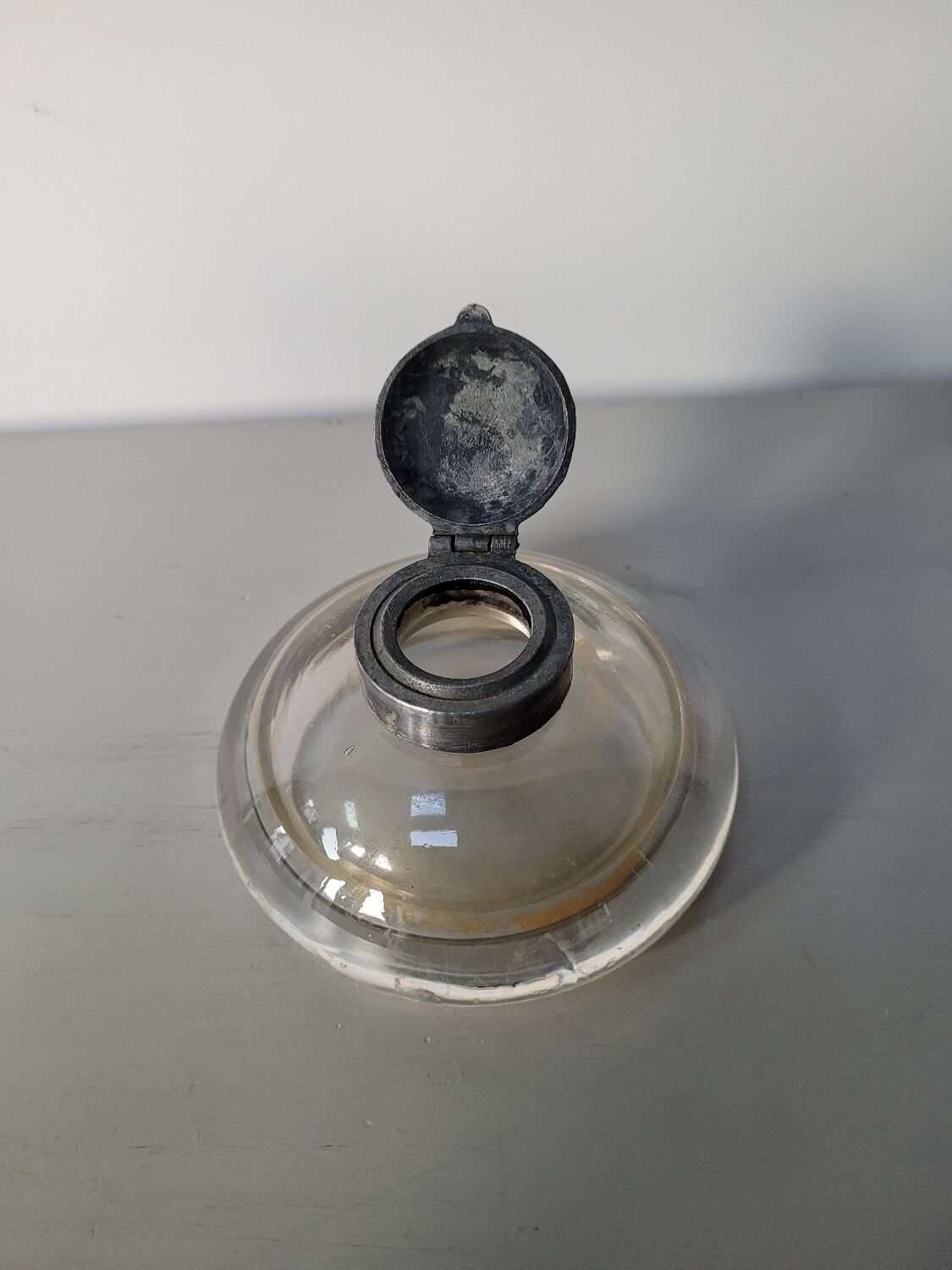 Old glass inkwell