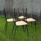 Four faux-wood Formica chairs, 50s/60s